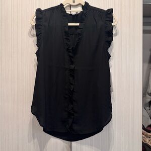 NWT DKNY Black Ruffle V-Neck Sleeveless Blouse